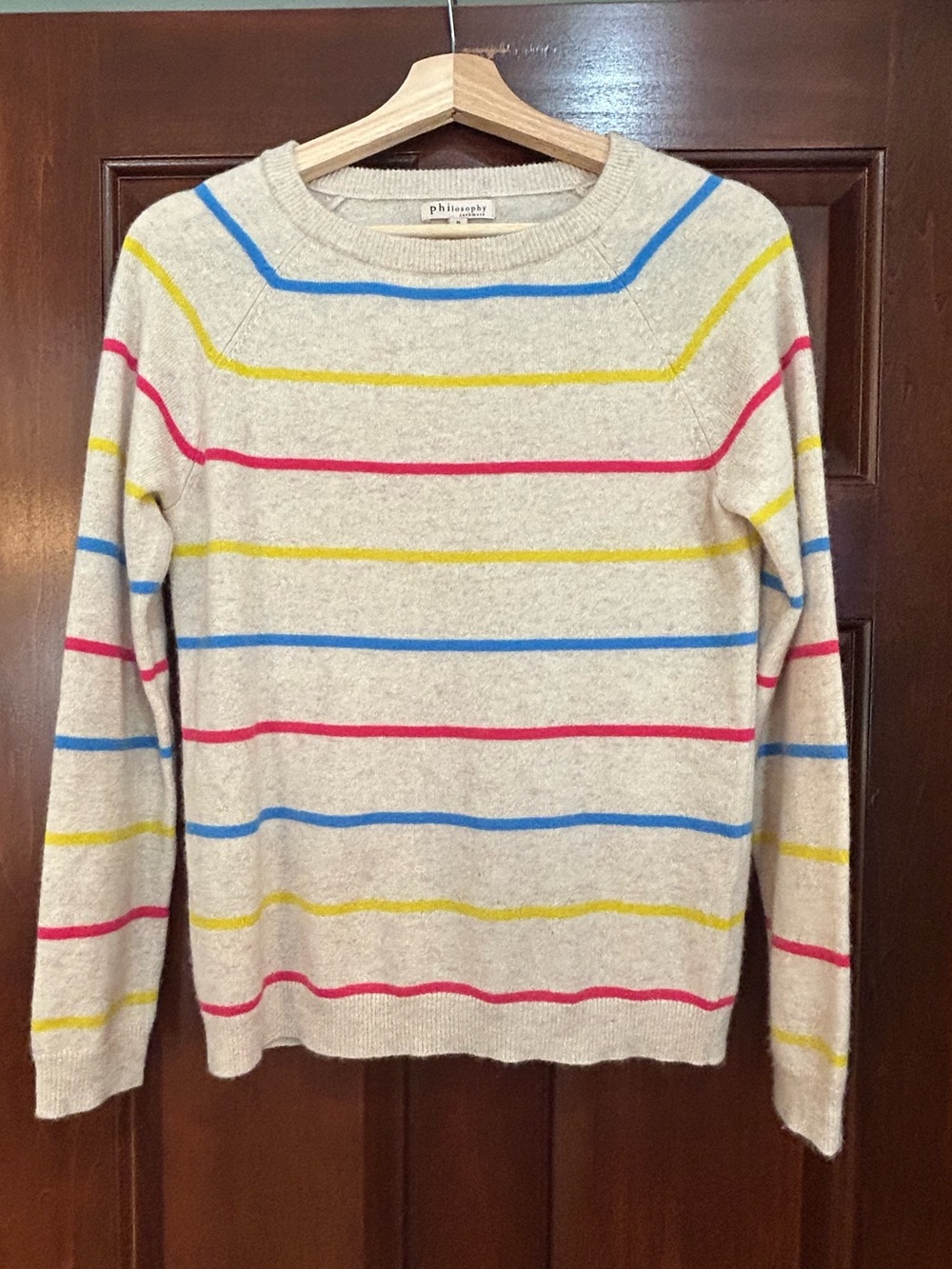 Philosophy Cashmere 100% Cashmere Rainbow Stripe Crewneck Sweater S